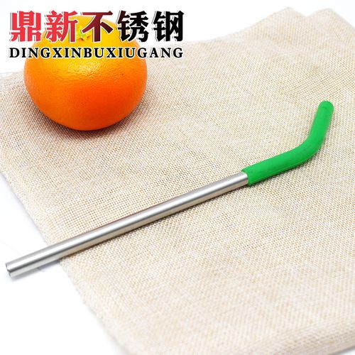 厂家创意新品304不锈钢锻造饮料吸管带防划伤硅胶头316金属管件